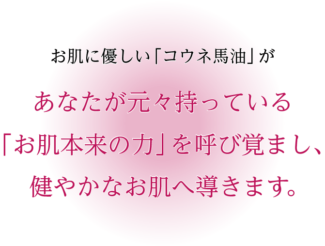 あなたが元々持っている「お肌本来の力」を呼び覚まし、健やかなお肌へ導きます。